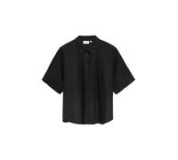 Hemdbluse COMMA, Damen, Gr. 46, schwarz, Web, Obermaterial: 55% Leinen, 45% Lyocell, unifarben, lässig geschnitten hüftbedeckend, Rundhals, abgesteppte Kante, Blusen Hemdbluse, aus einem Leinenmix (82