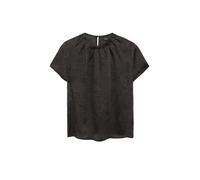 Kurzarmbluse S.OLIVER BLACK LABEL, Damen, Gr. 48, braun (braun aop), Web, Obermaterial: 100% Polyester, bedruckt, normal hüftbedeckend, Rundhals, abgesteppte Kante, Blusen, Sommerbluse mit Animal-Prin