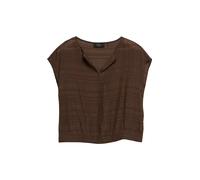 Kurzarmbluse S.OLIVER BLACK LABEL, Damen, Gr. 48, braun, Web, Obermaterial: 77% Viskose, 23% Polyamid, unifarben, lässig geschnitten taillenlang, Rundhals, abgesteppte Kante, Blusen, Sommerbluse - kur