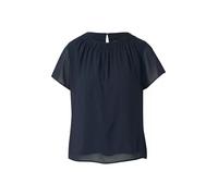 s.Oliver Bluse BLACK LABEL – luftiger Chiffon mit gesteppter Raffung, Blau Gr. 48