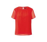 Kurzärmelige Chiffon-Bluse mit Rundhalsausschnitt und Raffung 48 rot 2177015.3214.48