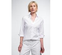 ETERNA Modern Fit Bluse Langarm Hemdkragen Punkte weiß