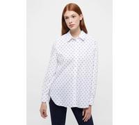 ETERNA - Bluse Satingewebe Langarm weiß/hellblau - Gr. - 40/Langarm