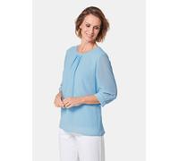 Langarmbluse GOLDNER "Bluse aus leichtem Chiffon mit Glitzersteinen", Damen, Gr. 44, blau (eisblau), Obermaterial: 100% Polyester PES., festlich, normal, Sonstiges, Blusen, Ohne (96244537-44) eisblau