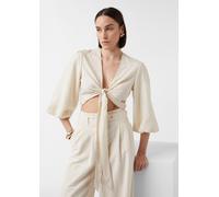 Bluse aus Leinenmix zum Knoten | comma x Füsun Lindner beige 40