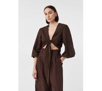 Bluse aus Leinenmix zum Knoten | comma x Füsun Lindner braun 40