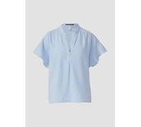 Kurzarmbluse QS, Damen, Gr. 36, blau, Web, Obermaterial: 100% Baumwolle, unifarben, casual, bequem hüftlang, Rundhals, Kurzarm, Blusen, aus Musselin (38886820-36) blau