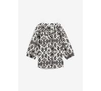 Langarmbluse BONPRIX "Bluse aus Baumwolle", Damen, Gr. 50, weiß (weiß, schwarz), Obermaterial: 100% Baumwolle, A-Linie, Blusen, A-Linie, für vielseitige Anlässe, aus Baumwolle, 3/4-Ärmel (40956544-50)