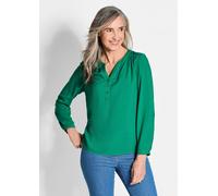 Schlupfbluse GOLDNER "Elegante Viskosebluse mit V-Ausschnitt", Damen, Gr. 42, grün (dunkelgrün), Obermaterial: 100% Viskose CV., gerade, Tubular, Blusen Schlupfbluse, Knopfleiste (33696535-42) dunkelg