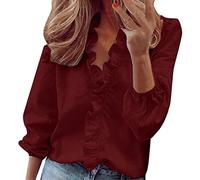 Bluse Damen Business Elegant Blusen Chiffonbluse Rundhals Einfarbig Langarmshirts Lose Transparentes Mesh-Oberteile Lässig Große Größen Hemdbluse mit Schleife Herbst Frühling Shirts