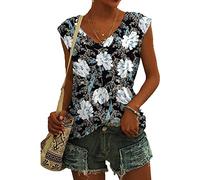 Bluse Damen Elegant ärmellose t-Shirt Crop Tops Shirt Oberteile Weiß Frauen Kleidung Schwarz Frau Sommer Shirts Top Damen V-Ausschnitte Tshirt Casual Rundhals Klamotten Teenager Mädchen