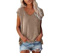 Bluse Damen Elegant ärmellose t-Shirt Crop Tops Shirt Weiß Oberteile V-Ausschnitte Tshirt Casual Frauen Schwarz Kleidung Frau Grau Sommer Shirts Top Rundhals Klamotten Teenager Mädchen