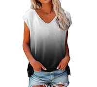 Bluse Damen Elegant Crop Tops ärmellose t-Shirt Mädchen Weiß Oberteile Frauen Schwarz Kleidung Frau Grau Sommer Shirts Top Damen V-Ausschnitte Tshirt Casual Rundhals Klamotten Teenager Mädchen