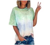 Bluse Damen Elegant, Damenoberteile mit Crewneck-Ärmellänge (S-5XL) Damenshirts Pullover Farbverlauf Lässige Lockere Longshirt Tops T-Shirts Blusen für Frauen Damenbluse Lange Sommerbluse