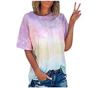 Bluse Damen Elegant, Damenoberteile mit Crewneck-Ärmellänge (S-5XL) Damenshirts Pullover Farbverlauf Lässige Lockere Longshirt Tops T-Shirts Blusen für Frauen Damenbluse Lange Sommerbluse