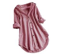 Bluse Damen Elegant Knöpfe Hemd V-Ausschnitt Longbluse Langarm Hemdbluse Arbeit Oberteile Reverskragen Shirt Langarmshirt Slim Fit Tunika Tops Herbst Winter Leichte Blusenshirt T-Shirts für Frauen