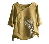Bluse Damen Elegant Kurze Modeoberteile Frauen Florale Kurzbluse Knopfdruck O-Ausschnitt lässige Damenbluse Blusenshirt Hemdbluse Casual Blouse Tees für Frauen Pullover