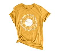 Bluse Damen Elegant Lässige T-Shirt Bluse Frauen O-Ausschnitt Druckärmeln Damenbluse Teenager Mädchen Sommershirts Kurzarm Sommerbluse Sexy Bunt Tunika Oberteil