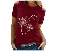 Bluse Damen Elegant Lässige T-Shirt Blusendringe O-Ausschnitt Frauen Kurze Ärmeln Damenbluse Teenager Mädchen Sommershirts Pullover Shirt Langbluse Outdoor T Shirts