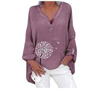 Bluse Damen Elegant Lässige V-Ausschnitt Hemd Plus Blumengröße Langarm-Top Frauen Blusendruck Damenbluse Teenager Mädchen Sommershirts Hemdbluse Casual Blouse Tees für Frauen