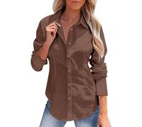 Bluse Damen Elegant Langarm Leinenbluse Baumwolle Leinen Blusenshirt Button Down Leinenhemd mit Knöpfe Langarmshirt Elegant Arbeitshemd Büro Businesshemd Casual Locker Shirt Einfarbig Sommertop