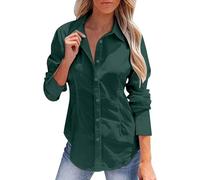 Bluse Damen Elegant Langarm Leinenbluse Baumwolle Leinen Blusenshirt Button Down Leinenhemd mit Knöpfe Langarmshirt Elegant Arbeitshemd Büro Businesshemd Casual Locker Shirt Einfarbig Sommertop