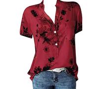Bluse Damen Elegant Plus Größe Frauen Druck Bluse Lockere Blusen Oberteile Hemdtasche einfache Ärmel Top Kurze Damenbluse Sommer Große Größen Damenblusen Longshirt Damenshirts Pullover