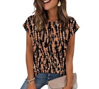 Bluse Damen Elegant Summer Tops Kurzarmpullover Kurzarm Longshirt Mit Modernem Print Und Bequemem Für Alltag Sommer Oberteile Shirts for Women Orange M