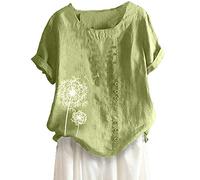 Bluse Damen Elegant T-Shirt Casual Print Kurzarm O-Neck Plus Size Bluse Teenager Mädchen Tunika Tops Longshirt Oberteile T-Shirt Elegant Business Loose Fit Sommershirts