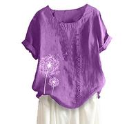 Bluse Damen Elegant T-Shirt Casual Print Kurzarm O-Neck Plus Size Bluse Teenager Mädchen Tunika Tops Longshirt Oberteile T-Shirt Elegant Business Loose Fit Sommershirts