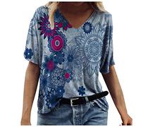 Bluse Damen Elegant T-Shirt Töpfe Tee Sommer Oberteile Blusen Grosse Grössen Tshirt Lose Frauen Crew Ausschnitt Bedruckte Kurzarm-Fashion-Damenbluse Teenager Mädchen Sommershirts