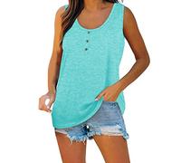 Bluse Damen Elegant Tanktop mit U-Ausschnitt Blusenshirt, ärmellose Tunika-Hemden, weiches Button-Down-Sommeroberteil Damenshirts Pullover Tunika Tops Longshirt Oberteile T-Shirt