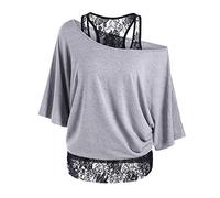 Bluse Damen Elegant Top Spitze Plus Lange Ärmeln Frauen lässige Damenbluse Teenager Mädchen Bauchfrei Cropshirt Dirndlbluse Spitzentops Mesh-Oberteil Kurzarmshirt Sommershirts
