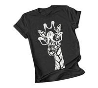 Bluse Damen Kurzarm Sommer T-Shirt Lustig Tier Druck Tshirt Rundhals Kurzarmshirt Giraffe Print Tshirt Lässige Lose Bluse Tops