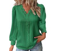 Bluse Damen Langarm Übergrößen Bedrucktes T-Shirt Casual Tunika Tops Rundhals Hemd Mode T Shirt Elegant Curvy Bluse Frühling T-Shirts Angebote T-Shirt, grün, 4X-Large