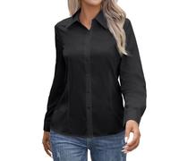 Bluse Damen Mit Langarm Umlegekragen Regular Fit Stretch Einfarbig Vielseitig Für Business Und Freizeit Aus Elastischem Material Modische Hemdbluse Damen Im Klassischen Look