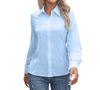 Bluse Damen Mit Langarm Umlegekragen Regular Fit Stretch Einfarbig Vielseitig Für Business Und Freizeit Aus Elastischem Material Modische Hemdbluse Damen Im Klassischen Look