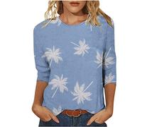 Bluse Damen Mode Leopard Druck Tunika 3/4 Ärmel Tshirt Rundhals Oberteile Shirt Sommer Tops Leichte Party Pullover T-Shirt Teenager Mädchen Longtops T-Shirts Boho Blusentops Streetwear für Frauen