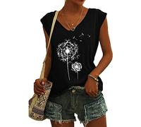 Bluse Damen Sommer Ärmellose T-Shirt Oberteile Tops V-Ausschnitt Sommerbluse Weißes T-Shirt Damen Elegant Locker Leicht Blusentops Sommertops Frauen Kleidung Luftig Klamotten Teenager Mädchen