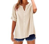 Bluse Damen Sommer Elegant Hemdbluse Kurzarm Blusen Musselin Hemd Tops Button-down Sommer Oberteile Casual Basic Shirt Mit Tasche Blusen Bluse Street One Damen Weich Und Bequem