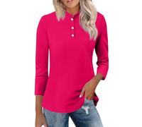 Bluse Damen Sommer Langarm Stehkragen 3/4 Ärmel Tops Freizeithemden Basic T-Shirts Tunika Winter Frühling Trendy Boxy Shirt T Schirts Für Lange Tshirts Tshirt Elegant Oversize Lässige T-Shirt