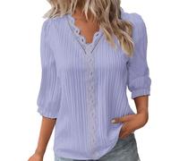 Bluse Damen Sommer, Sport Oberteile Damen, Spitzen Oberteile Elegante Blusen Tuniken Tops Sommer Basic Shirt 3/4 Arm Bluse Tunika Große Größen Angebote Kleidung