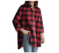 Bluse Damen T-Shirt Hemden Stehkragen Plaid Bedruckter Deko Oberteile Modern Elegante Shirt Langarmshirt Tops Button Down Mädchen Freizeitkleidung Hemd V-Ausschnitt Langarm Lose Blusen