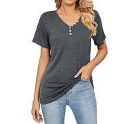 Bluse Damen T-Shirt Sommer Kurzarm Rundhals Casual Oberteile Baumwoll Basic Tops Shirt Basic Tshirt Damenshirt Halbarm Gym Oberteil Damen Sport Kleidung Frauen