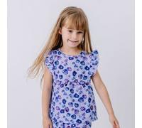 Bluse Flieder Stiefmütterchen Allover Musselin Bio-Baumwolle GOTS - Walkiddy 152