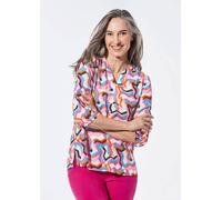Tunika GOLDNER "Mit Allover-Print in Tunikaform, 3/4-Ärmeln", Damen, Gr. 46, weiß (weiß, gemustert), Obermaterial: 100% Viskose CV., Manschette, Tuniken, keine/nicht relevant (99142069-46) weiß, gemus