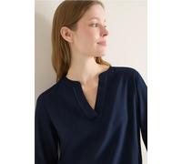 Langarmbluse CECIL, Damen, Gr. M (40), universal blau, Stoff, 100% Viskose, unifarben, klassisch normal, Rundhals, elastischer Bund, Blusen, mit geschlitztem Rundhalsausschnitt (32693901-M) universal