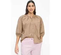 Bluse mit Blütenstickerei und Pailletten braun 48