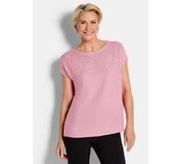 Bluse mit Glitzersteinen rosa 46