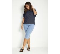 KAFFE CURVE Kurzarm-Bluse KCami Kaffe Damen Bluse Große Größen Damen Basic Casual Shirt Kurzarm Lassig Rundhals Midnight Marine 50